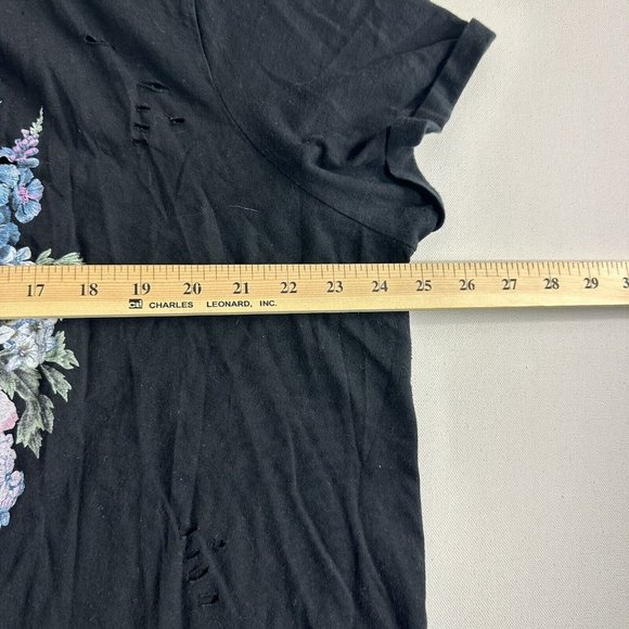 Torrid Shirt Women 3 Black Red Floral Graphic Destroyed Front Choker Neck Tee - Picture 7 of 9